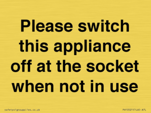 Please switch this appliance off at the socket when not in use